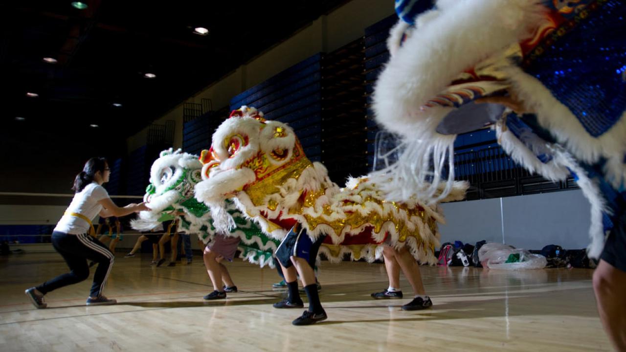 Students practice in the dancing lion dance club at ϲʿͼ
